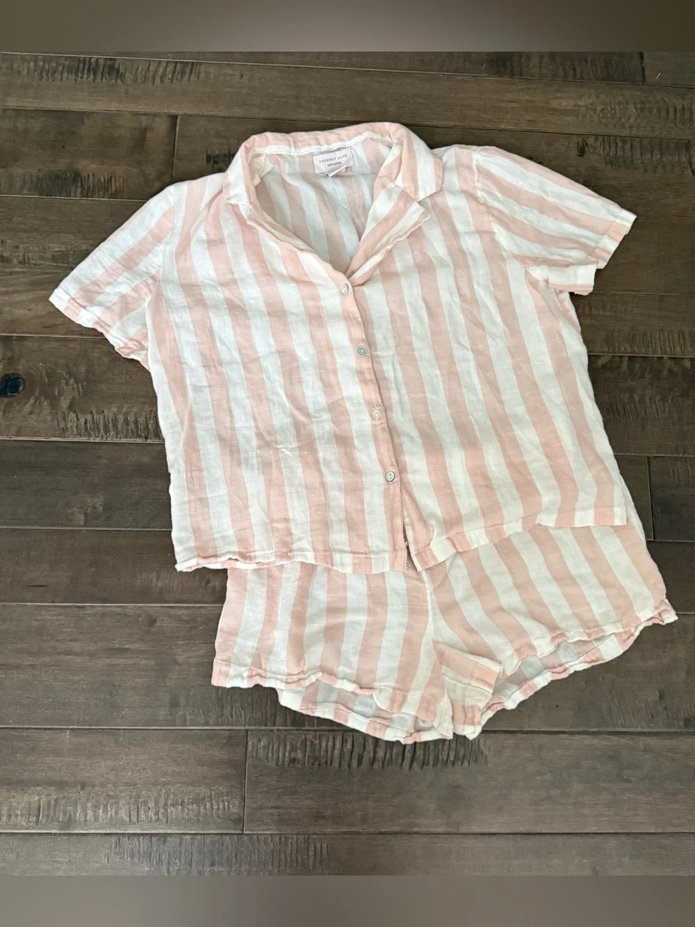Sincerely Jules Striped Short Sleeve Pajama Set Pink & White M Matching